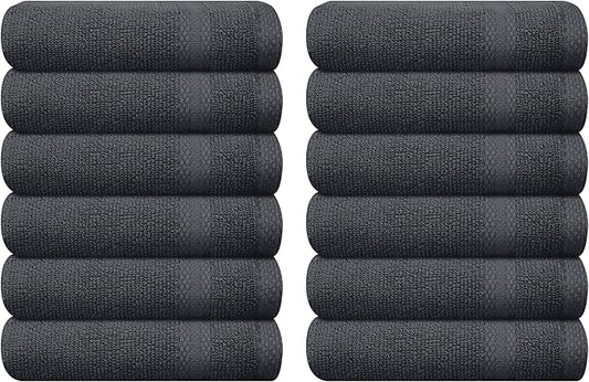 GLAMBURG Ultra Soft 12-Piece Washcloths Set 13x13-100% Ringspun Cotton