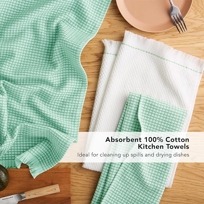 KitchenAid Gourmet Series Gridlines Kitchen Towels 3-Pack Set, 100% Cotton