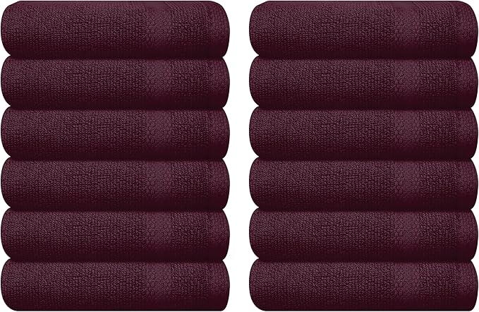 GLAMBURG Ultra Soft 12-Piece Washcloths Set 13x13-100% Ringspun Cotton