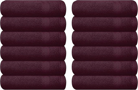 GLAMBURG Ultra Soft 12-Piece Washcloths Set 13x13-100% Ringspun Cotton