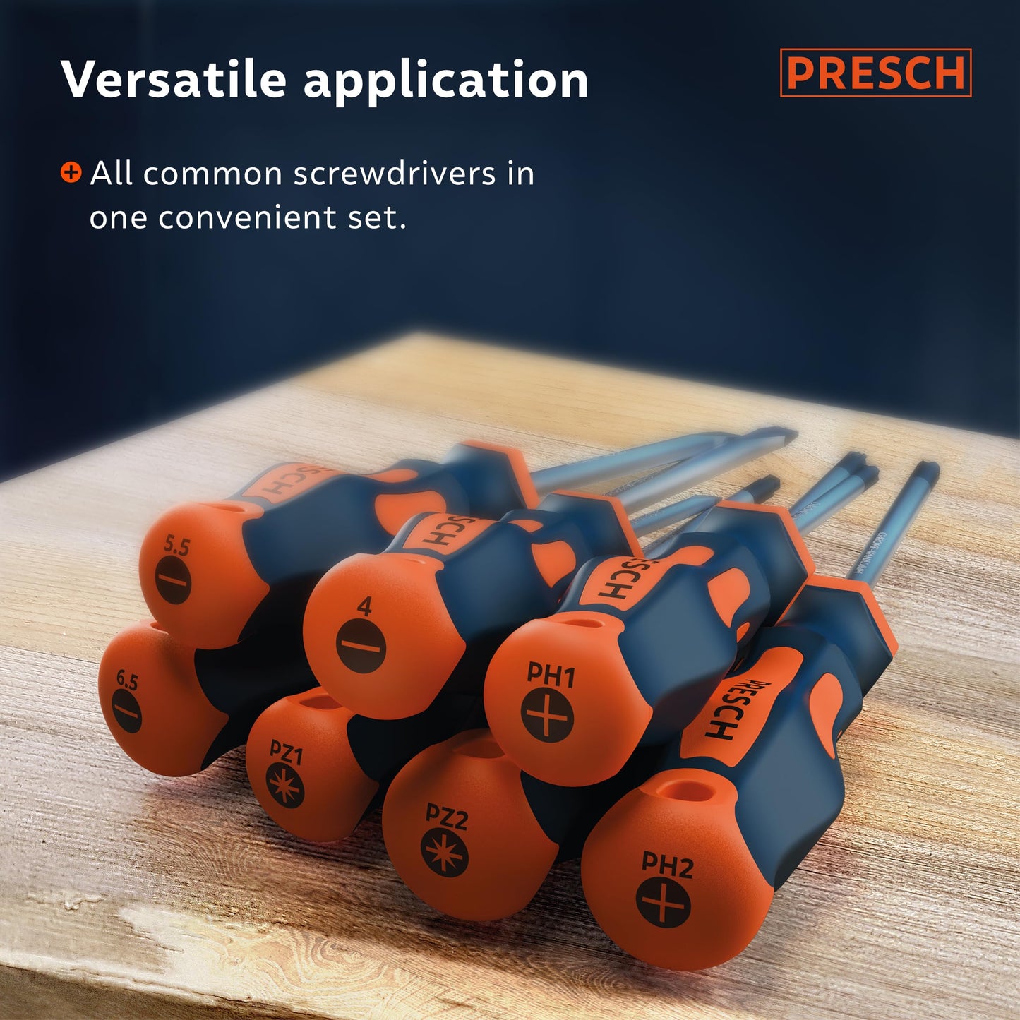 Presch Screwdriver Set 7 Pieces - Magnetic Screwdriver Sets with Slotted, Pozidrive and PH Screwdrivers - Pro Screw Driver Kit