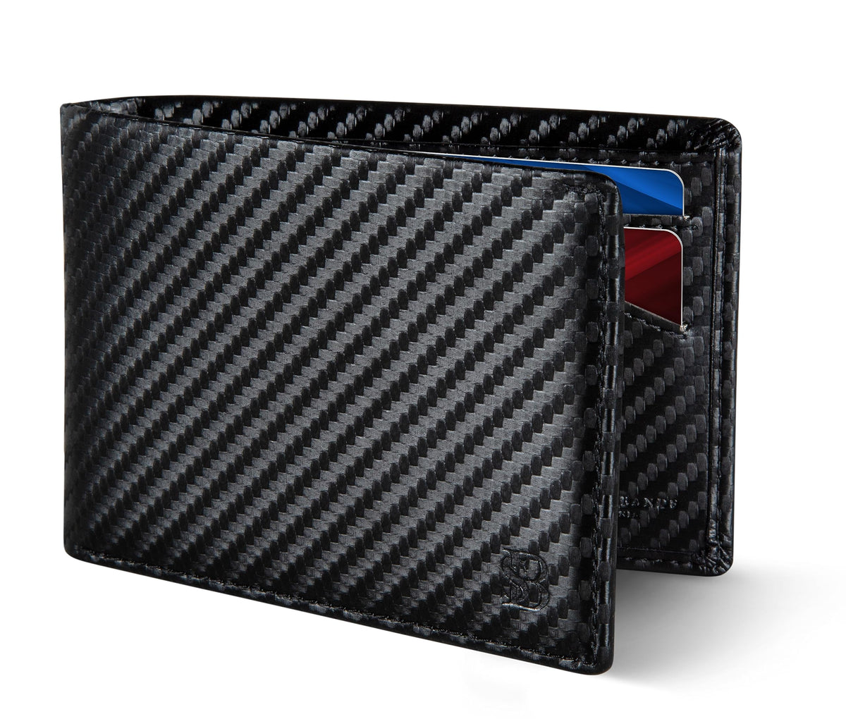 SERMAN BRANDS Mens Slim Bifold Wallet RFID Blocking Minimalist Front Pocket Full Grain Leather Wallets for Men - Thin & Stylish (Modern Black Elite)