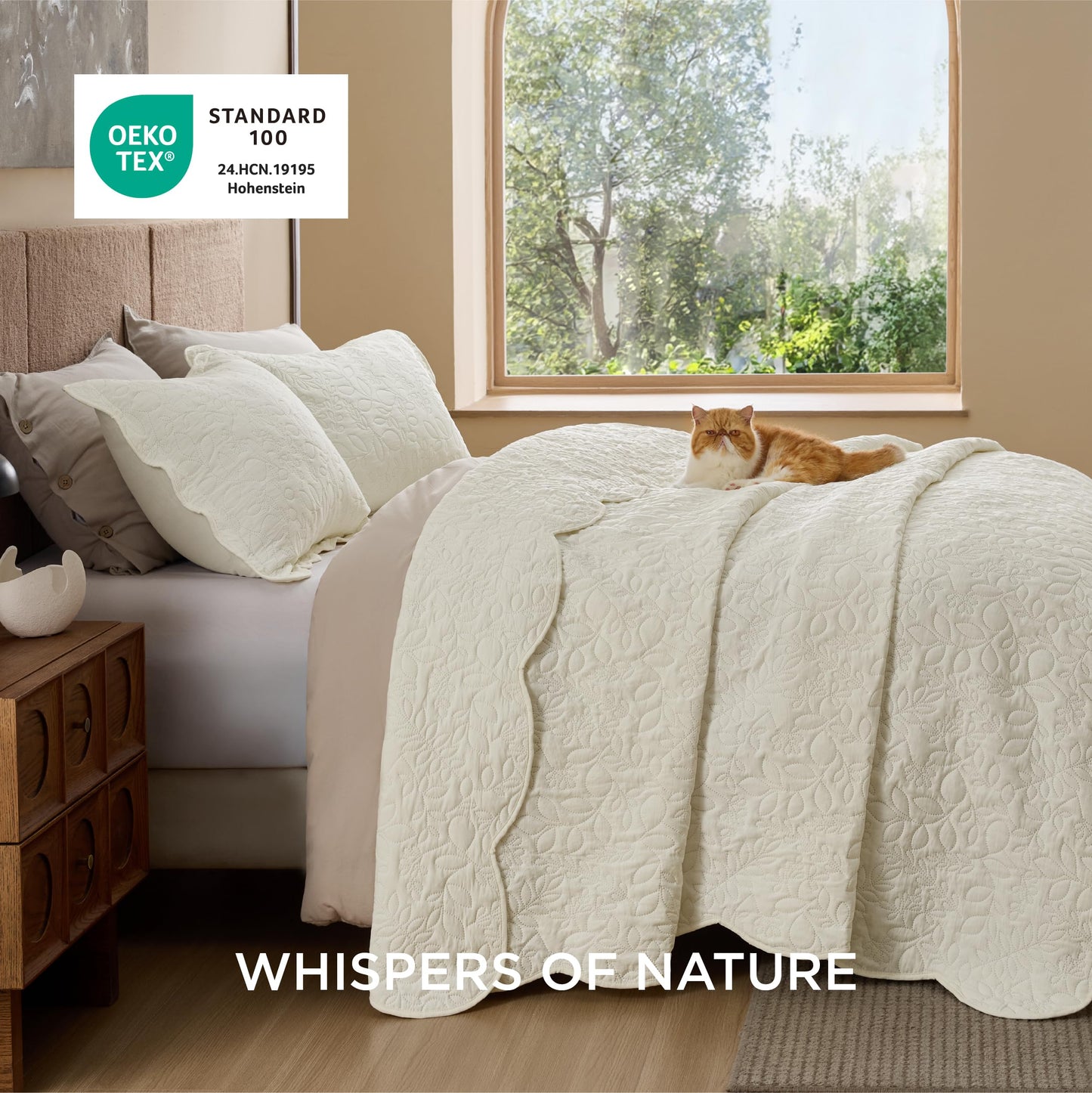 Bedsure Quilt King Size - Ultra Soft Pre-Washed Cloud-Like Bedding, All-Season Lightweight Comforter for Country Bedroom, Leaf Design Coverlet in Cream Yellow, 106 x 96 Inches