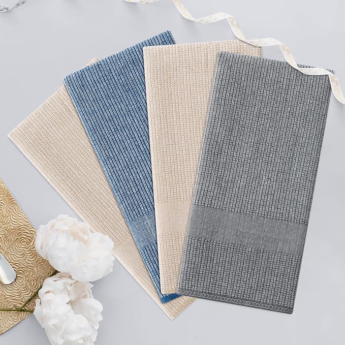 Homaxy Premium Kitchen Towels, Large Cotton Kitchen Hand Towels, Flat and Terry