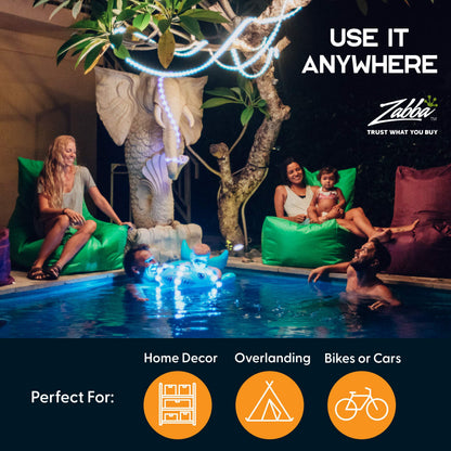 Power Practical Luminoodle Color - 5 ft Color Changing LED String Lights - Outdoor LED String + Lantern for Camping, Hiking, Safety - Remote Control, Dimmer, Waterproof