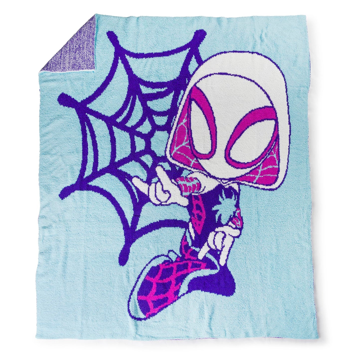 Marvel Spidey & His Amazing Friends Ghost Spider Feather Knit Fluffy Throw Blanket - Gwen Stacy Fuzzy Blanket Measures 50 x 60 inch, Super Soft Lightweight Bedding