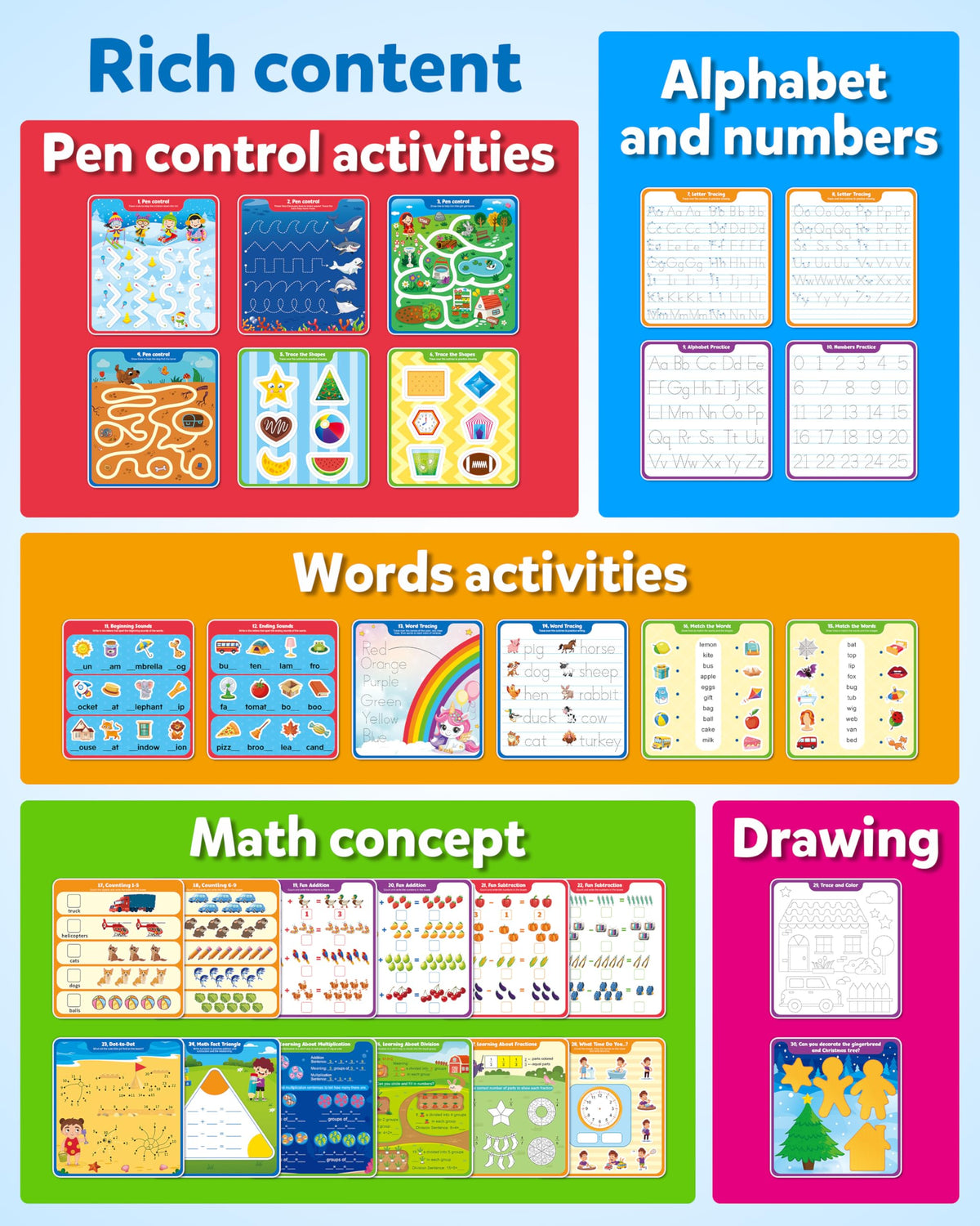 Coogam Handwriting Hundred Board, Wooden Montessori Math Manipulative 1-100 Counting Toy, Alphabet Writing Practice, Preschool Learning, Fine Motor Skills Game for Kids 3-8 with Storage Bag