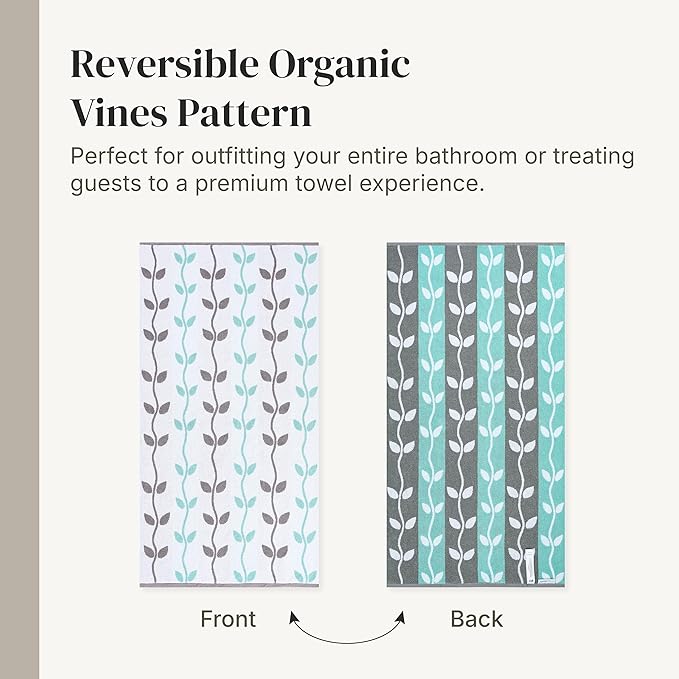 Modern Threads Organic Vines 6-Piece 100% Cotton Towel Set – Yarn Dyed Jacquard