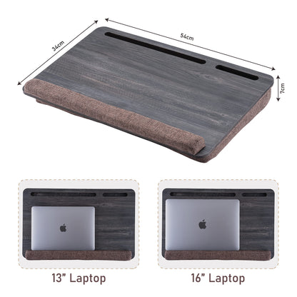 Vigo Wood Portable Laptop Desk – Lapdesk with Cushion, Laptop Stand for Bed, Lap Desk for Laptop and Lap Desk for Bed, Portable Desk for Lap top, Notebook Bed Tray (Black & Brown)
