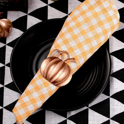 Patelai 6 Pieces Pumpkin Napkin Rings Fall Napkin Holders Thanksgiving Halloween Dinner Tables Rings for Thanksgiving Dinner Party Weddings Family Gatherings (Bronze)