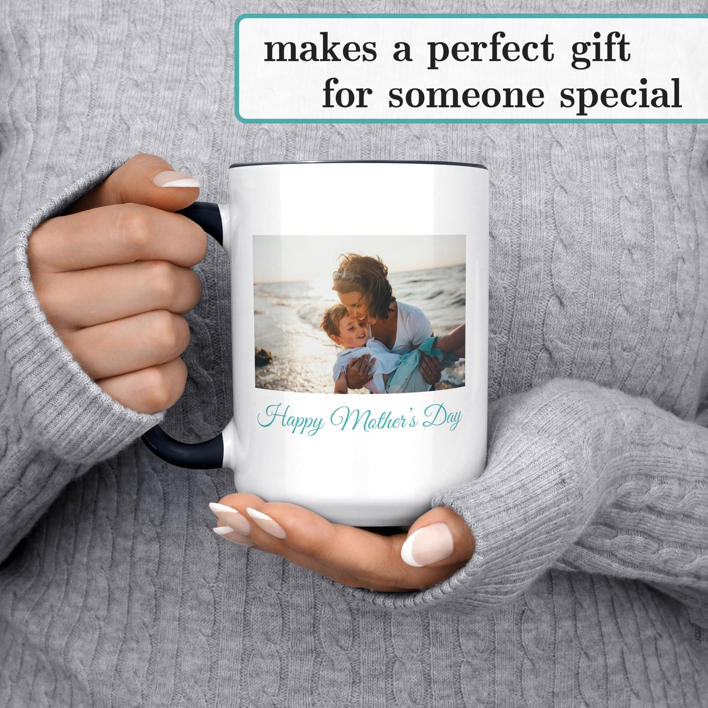 Personalized Black 15oz Ceramic Coffee Mug with Custom Photo, Text, Logo or Design, DYE, Taza para Cafe Personalizadas con Fotos, Mother's Day Gift, Great Gifts for Men, Women, Picture