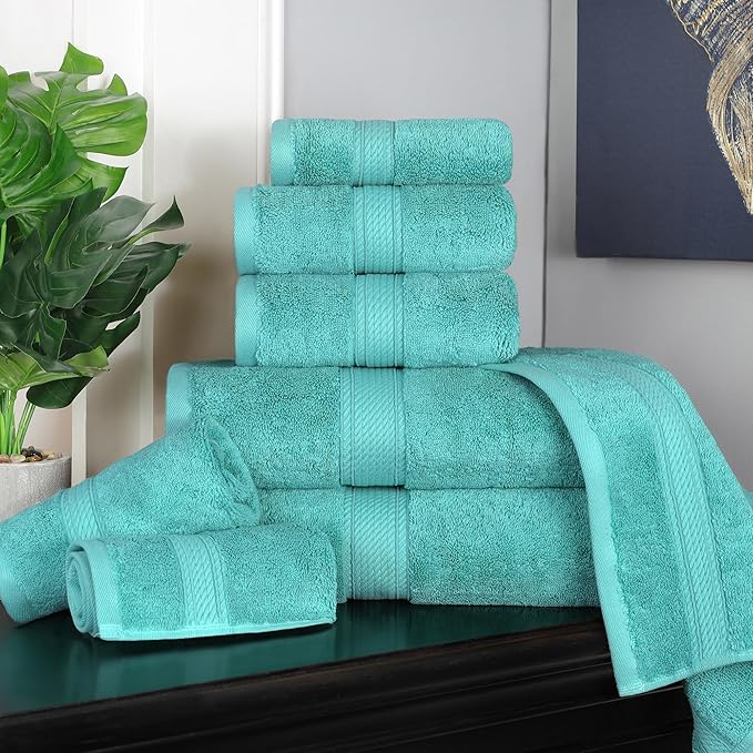 SUPERIOR Egyptian Cotton Pile 8 Piece Towel Set, Includes 2 Bath, 2 Hand