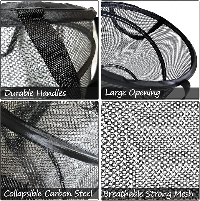 BATTOO Mesh Collapsible Laundry Baskets, Foldable Pop Up Laundry Hamper