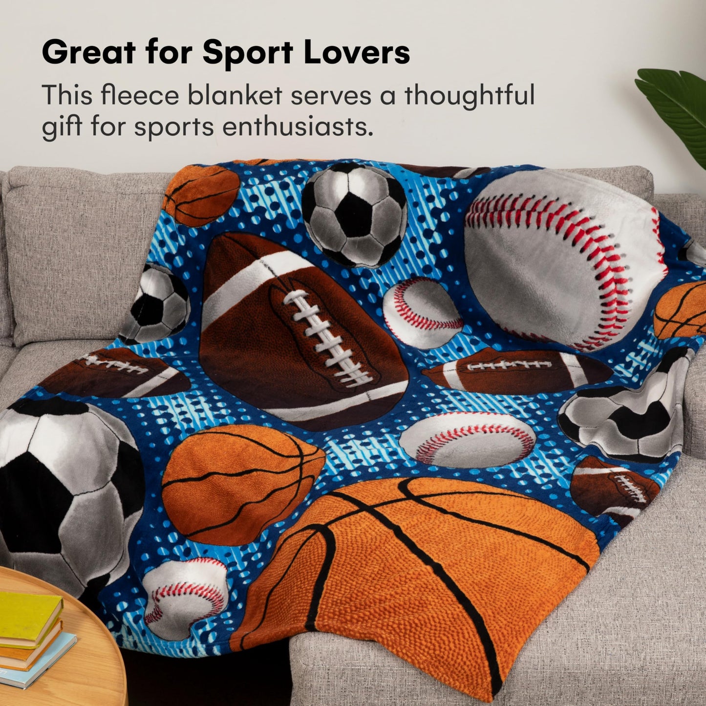 Dawhud Direct Sports Fleece Blanket for Bed, 50x60 Inches Sports Fan Fleece Throw Blanket for Adults and Kids - Soft Plush Blanket - Queen Size