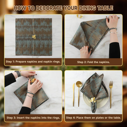 Monkkino Gold Napkin Rings, Shiny Metal Napkin Rings Set of 12, Study Leaf Shaped Table Decor, Stylish Fall Napkin Ring Bulk for Christmas, Easter, Wedding, Party, Elegant Table Settings Gift Ideas