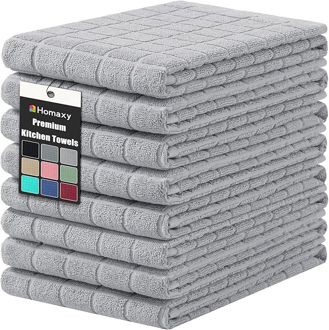 Homaxy Premium Cotton Kitchen Towels 16"x 28", Large Natural Ring Spun 390 GSM