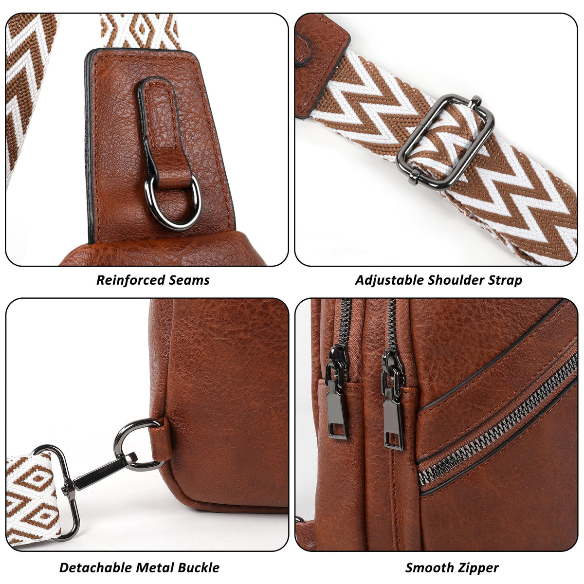 TANTOMI Sling Bag Crossbody Bags for Women Leather Cross Body Bag Trendy Fanny Pack Chest Travel Purse with Adjustable Strap