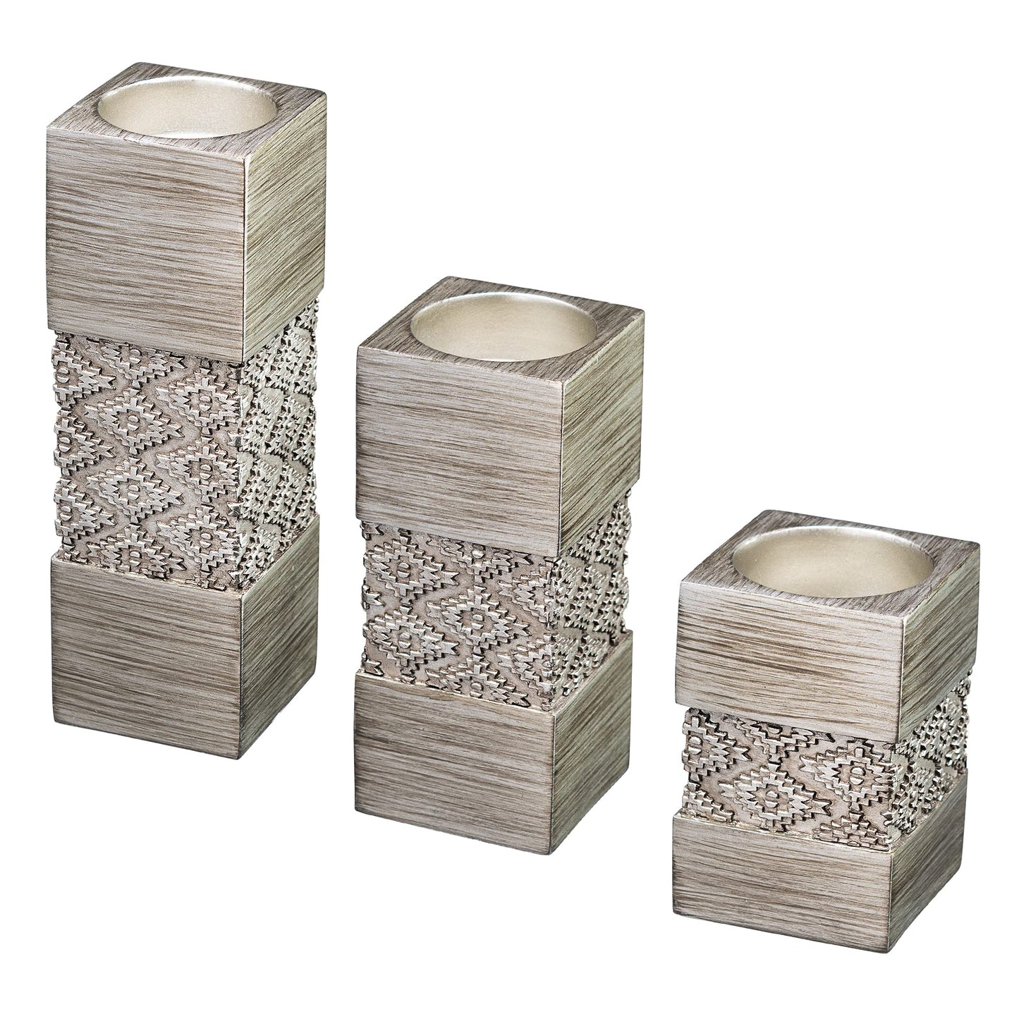 Creative Scents Dublin Silver Small Tealight Candle Holder Set of 3 - Centerpiece for Living Room and Dining Room Table Decor, Coffee Table Decor, Ideal for Fireplace, Entrance or Bathroom