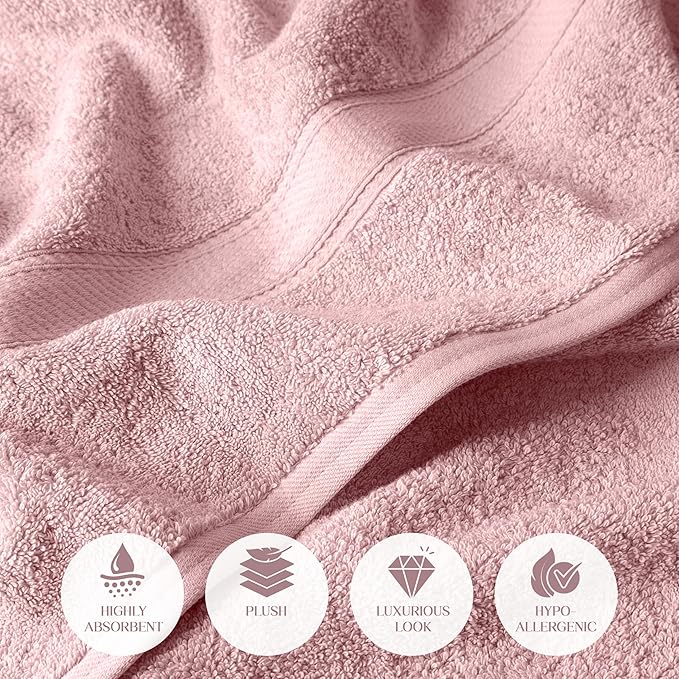 SUPERIOR Egyptian Cotton Pile 6 Piece Towel Set, Includes 2 Bath, 2 Hand