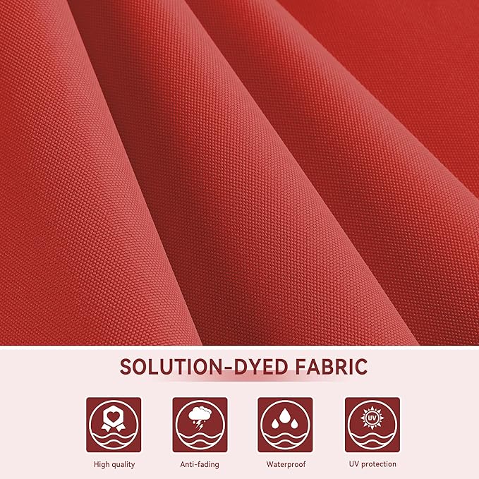 10 X 13 FT Cantilever Outdoor Patio Umbrella with Led Lights Large Heavy Duty 360° Rotation Double Top Offset Rectangular Umbrellas for Backyard Garden Pool Outside Deck, Red