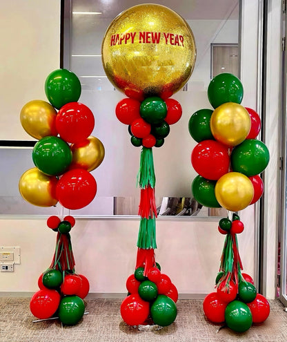 Lukiituke Christmas Balloons, Red and Green Balloons, 75Pcs 12in and 5in Red Green and Gold Latex Balloons for Birthday, Christmas Eve, New Years Party Decorations