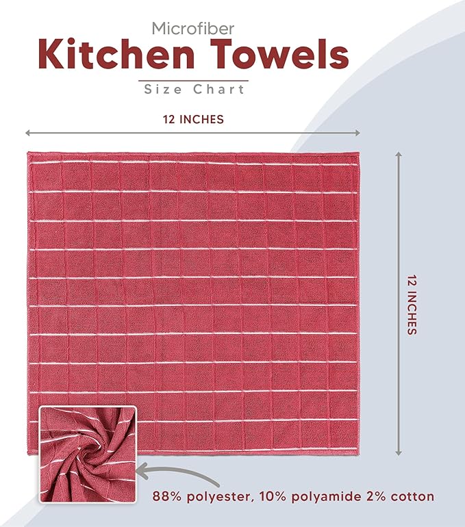 Utopia Towels 8 Pack Kitchen Towels Set, 12x12 Inches, Highly Absorbent and