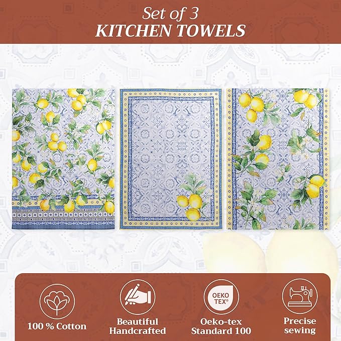 Maison d' Hermine Kitchen Towels Set of 3 100% Cotton 27.50" x 20" Reusable