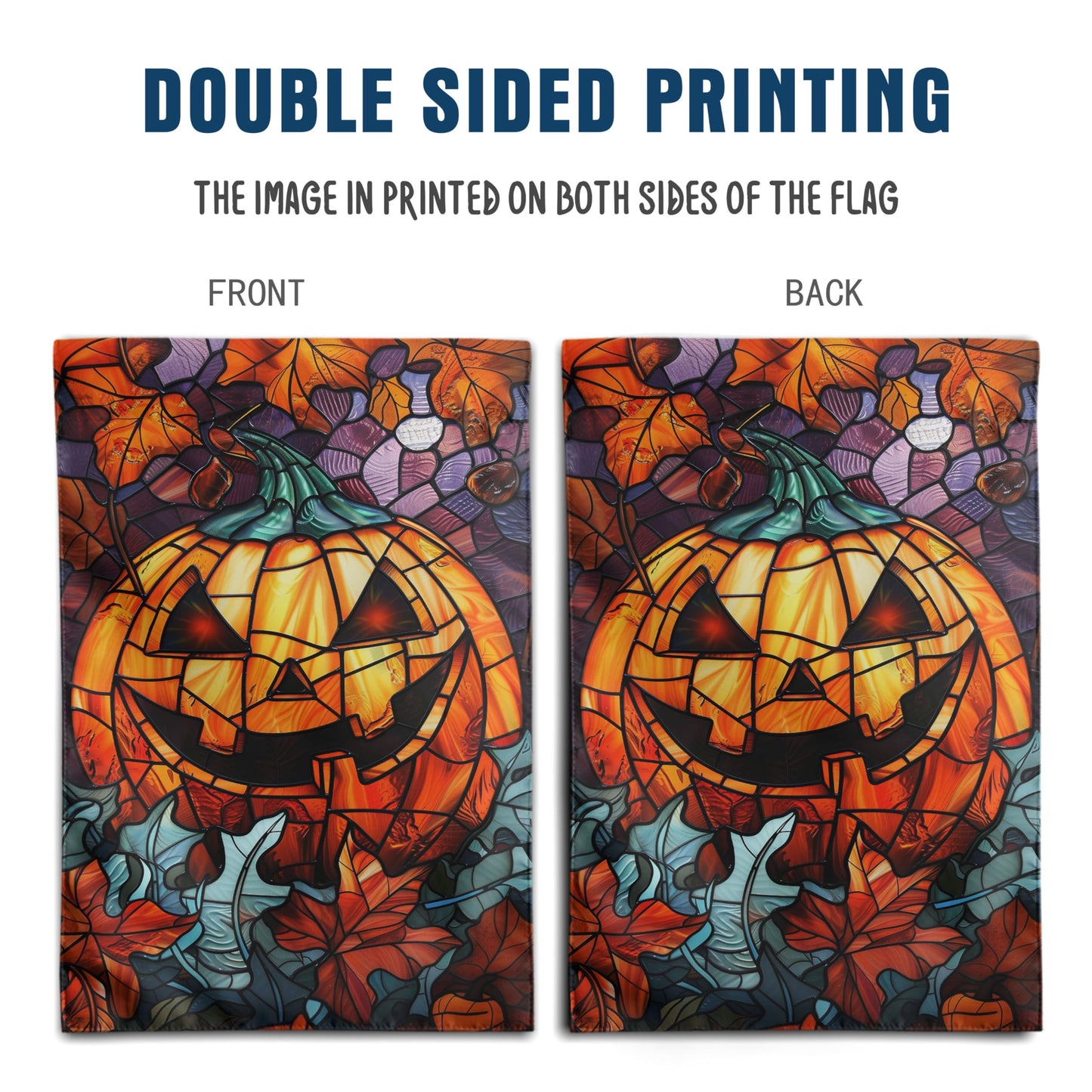 Spooky Pumpkin House Flag Scary Halloween Flags for Outside 28x40 Double Sided Large Stained Glass Fall Garden Flags Autumn Yard Flag for Outdoor Porch Lawn Farmhouse Thanksgiving Decor