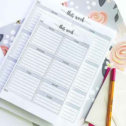 321Done 8.5x11 Weekly Checklist Notepad, Made in USA, Letter Size Tear-Off Undated Planning Pad, Work and Personal Organizer To Do List Pad, Desk Planner, Productivity Tracker - 50 Sheets