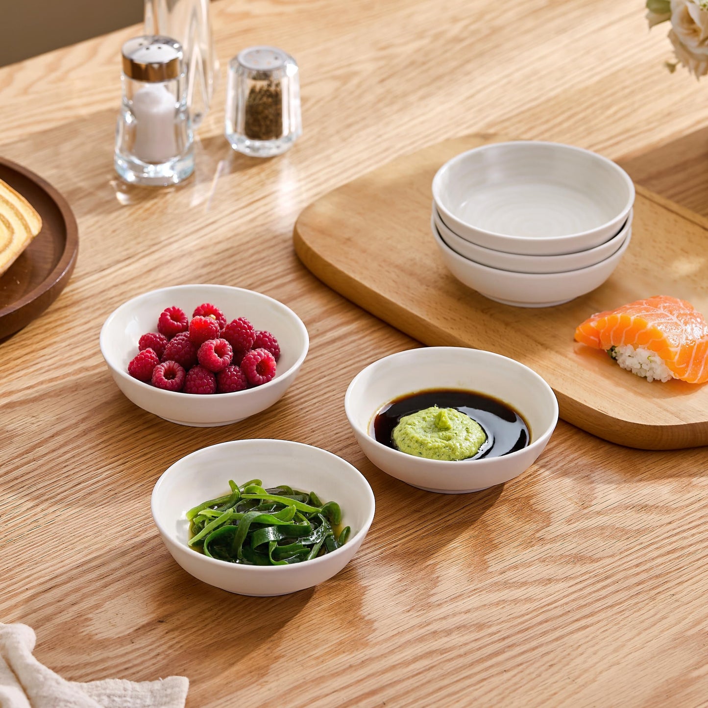 keramwerk Dipping Bowls, Soy Sauce Dishes, 4 OZ Small Serving Bowls & Appetizer Plates Set of 6, Ceramic Ramekins for Sushi, Condiment, Ketchup, BBQ Party, 4 Inch