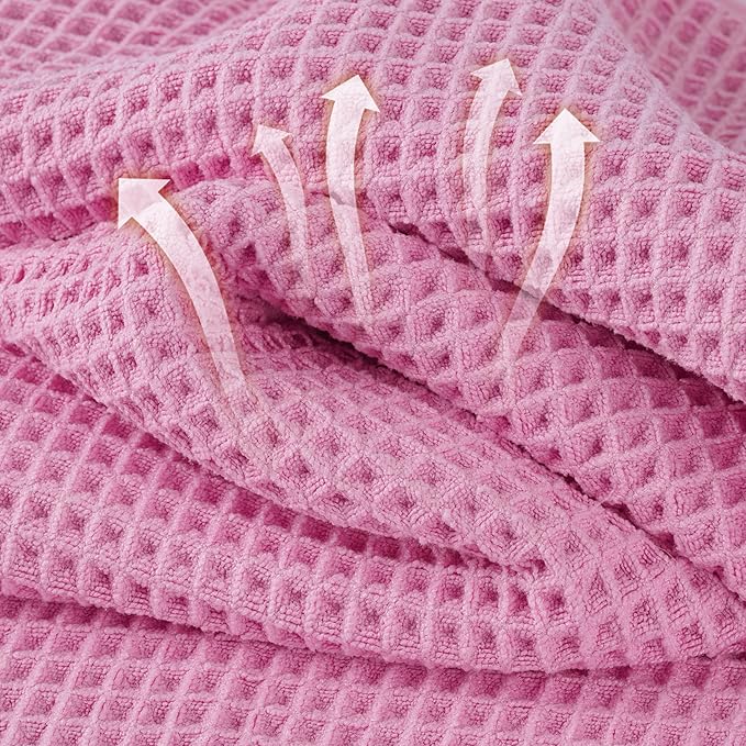Microfiber Waffle Face Towels, 4 Pieces, Fast Drying, Lint Free 430 GSM