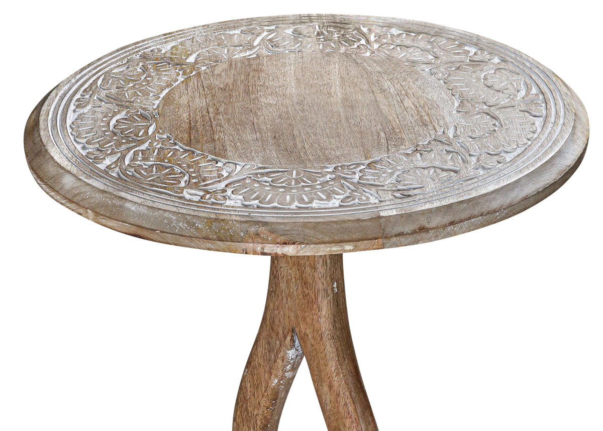End Tables for Living Room- Small Drink Table for Small Spaces,Modern Accent Nightstand with Hand-Carved Top & Solid Wood Side Tables for Drying Room,Bedroom, Office - 18x22 White wash_Pride Styles