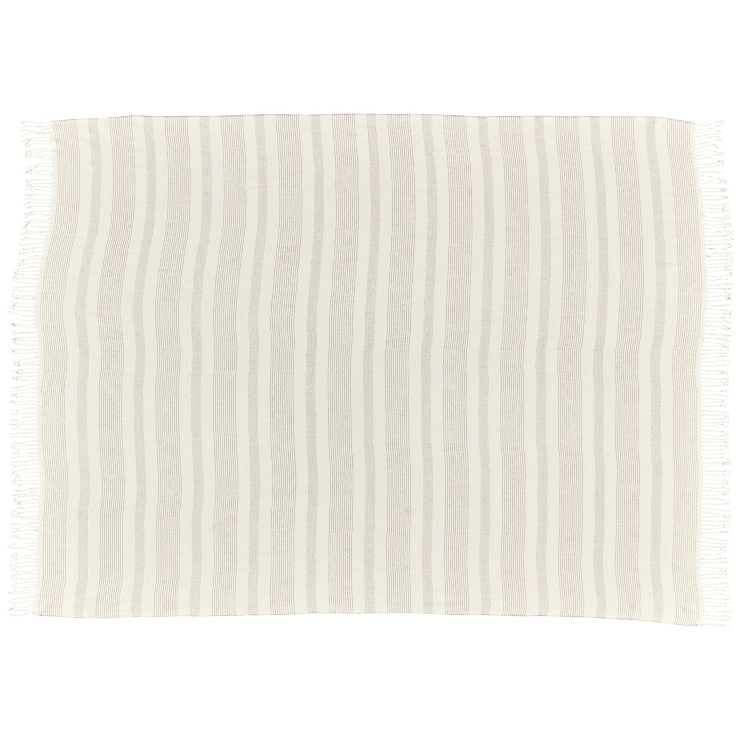 Amazon Brand – Stone & Beam Striped Throw Blanket, Soft and Easy Care, 80" x 60", Fringed, Natural