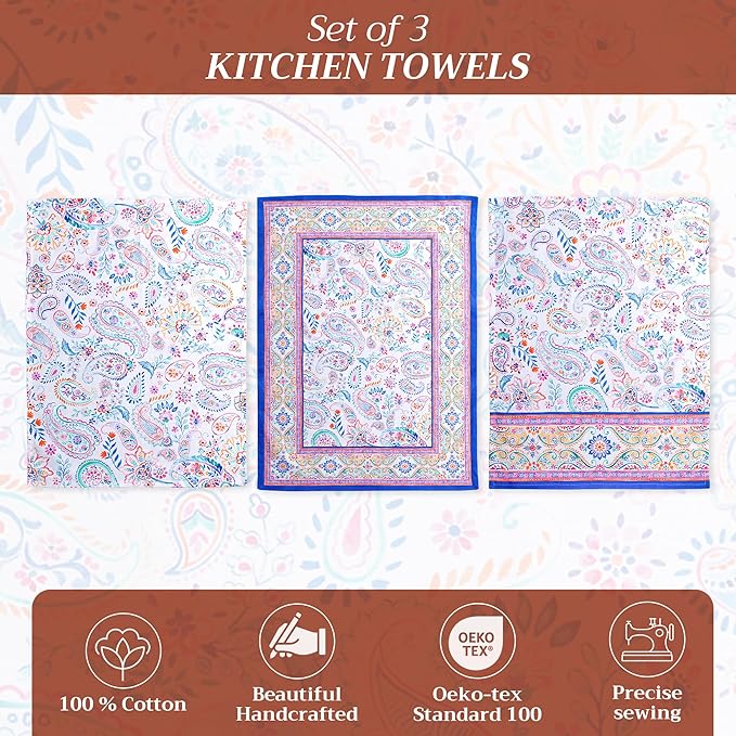 Maison d' Hermine Kitchen Towels Set of 3 100% Cotton 27.50" x 20" Reusable
