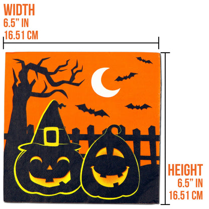 Iconikal 75-Count Disposable Paper Party Napkins, Pumpkin Patch Silhouette, Dinner Size