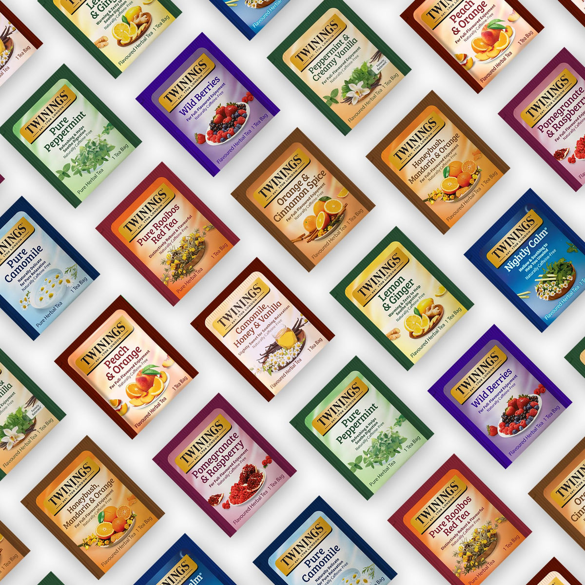 Twinings 48 Tea Bags Herbal Variety Pack – 12 Caffeine-Free Flavors + 20 Honey Sticks, Relaxing Herbal Tea Gift Set for Tea Lovers, Bedtime & Daily Wellness