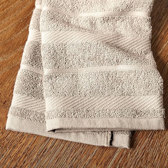 KitchenAid Albany Kitchen Towel 8-Pack Set, Milkshake Tan/White