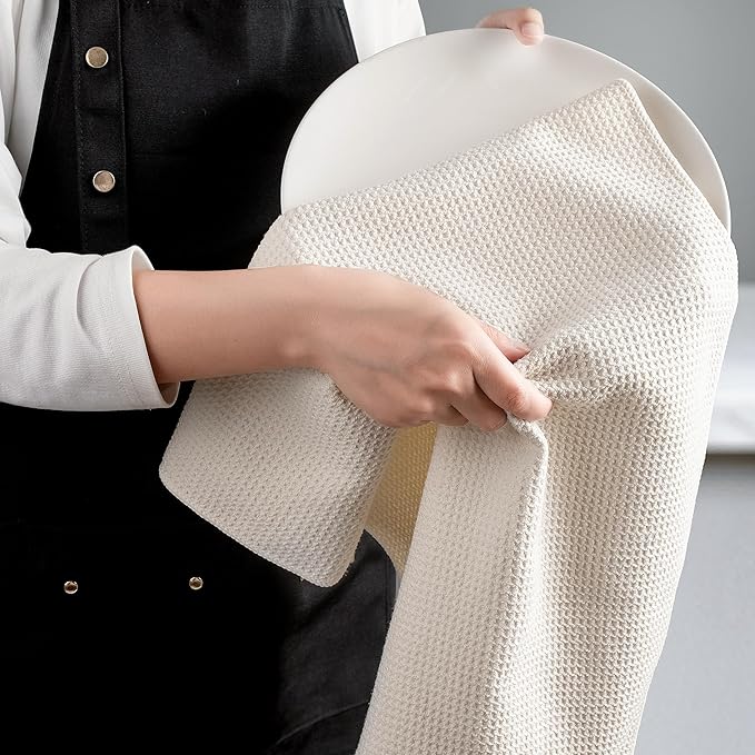 POLYTE Premium Microfiber Kitchen Dish Hand Towel Waffle Weave 12 Pack
