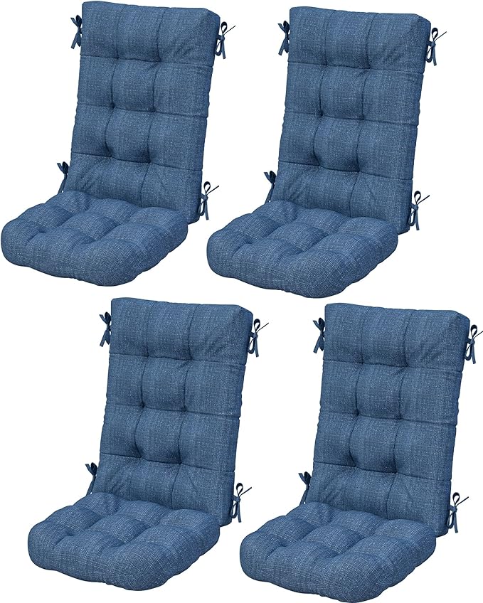 SERWALL HDPE Outdoor Rocking Cushion Set of 4, Memory Foam Cushion Navy