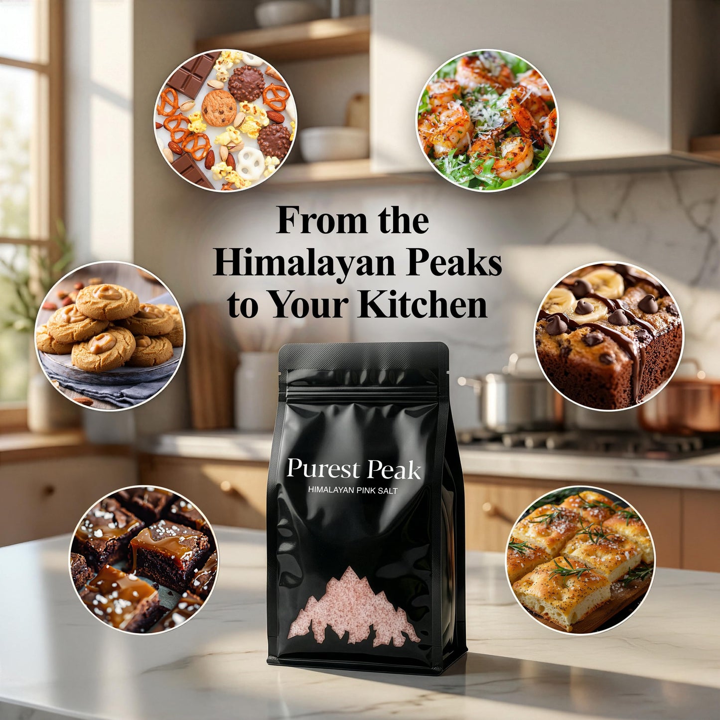 Purest Peak Fine Grain Himalayan Pink Salt, 32 Oz Bag Pack of 5 – Pure Gourmet Food Grade Chef Salt, Fine Grain Sea Salt, Natural Rock Salt, Kosher, Vegan, and Gluten Free