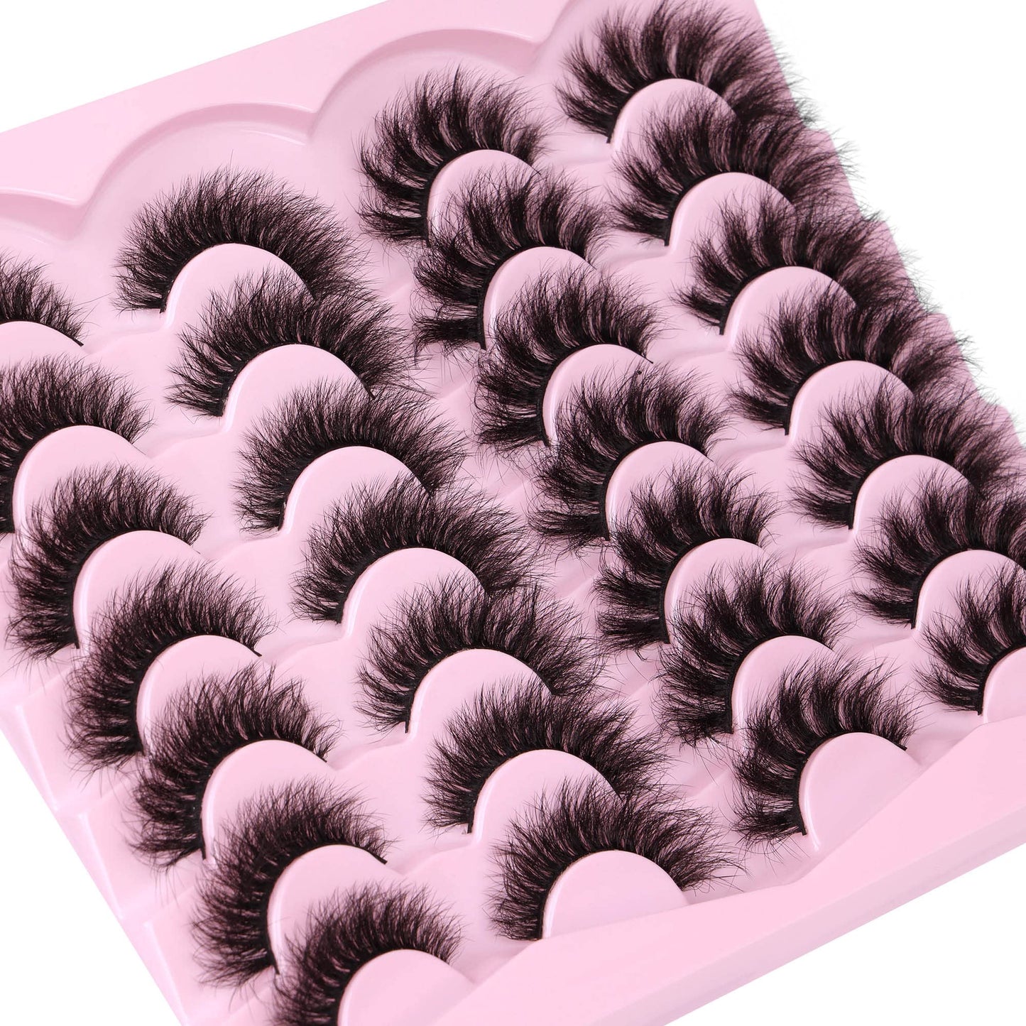 Newcally False Eyelashes Thick Volume Wispy Faux Mink Lashes 8D Volume Long Cat Eye Lashes Dramatic 18MM 2 Styles Mixed Fake Lashes 14 Pairs Pack