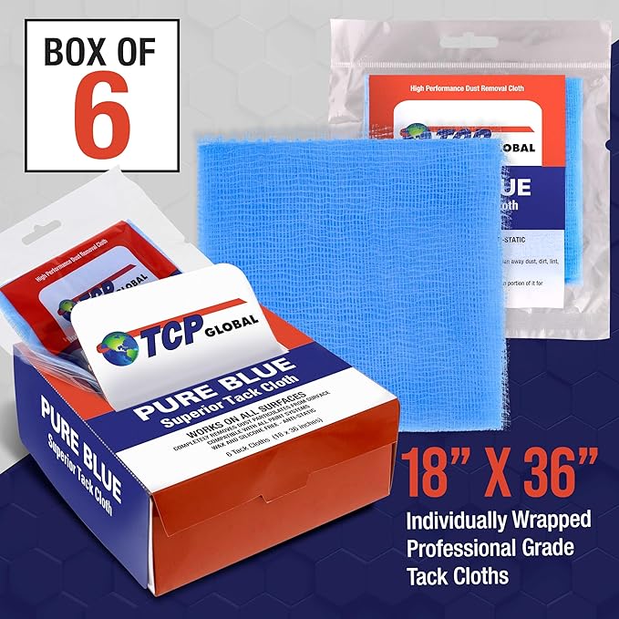 TCP Global - Pure Blue Superior Tack Cloths - Tack Rags - Automotive Car