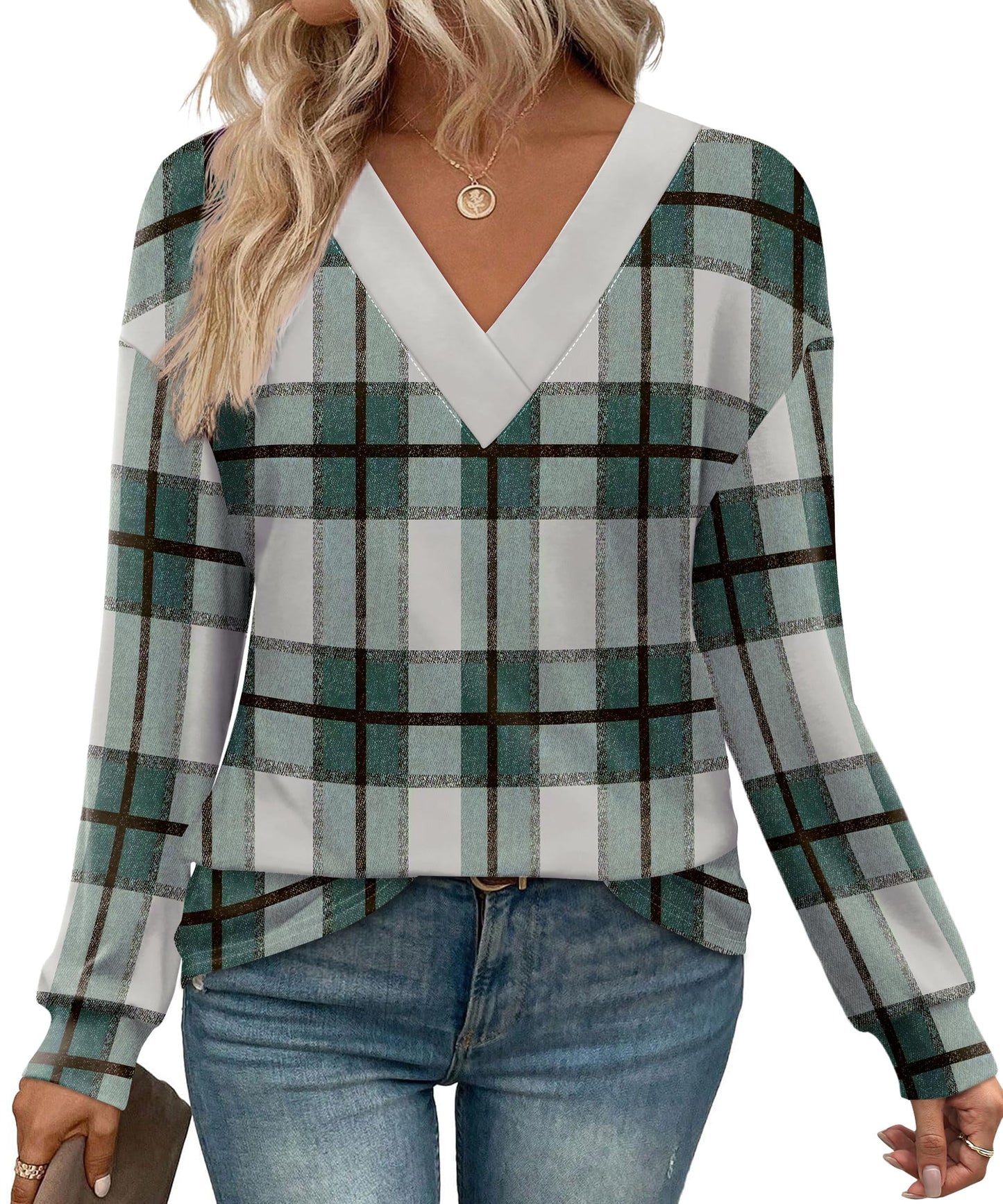 WIHOLL Long Sleeve Shirts for Women V Neck Tops Tunic Fall Winter Sweatshirts 2025 Clothes