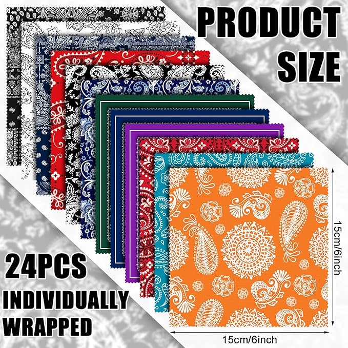 24 Pcs Microfiber Cleaning Cloth Paisley Elegant Flowers Design Glasses