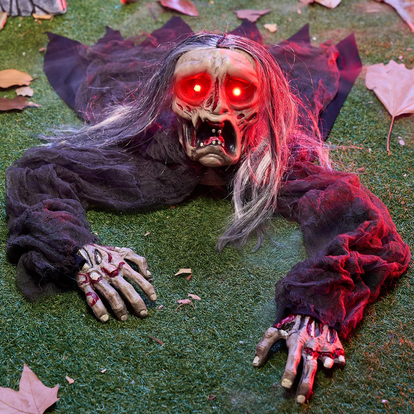 JOYIN Halloween Zombie Decoration Outdoor, Groundbreaker Halloween Outside Decor, Scary Zombies Props with Glowing Eyes and Sound for Graveyard Haunted House Lawn Yard Garden Decoration