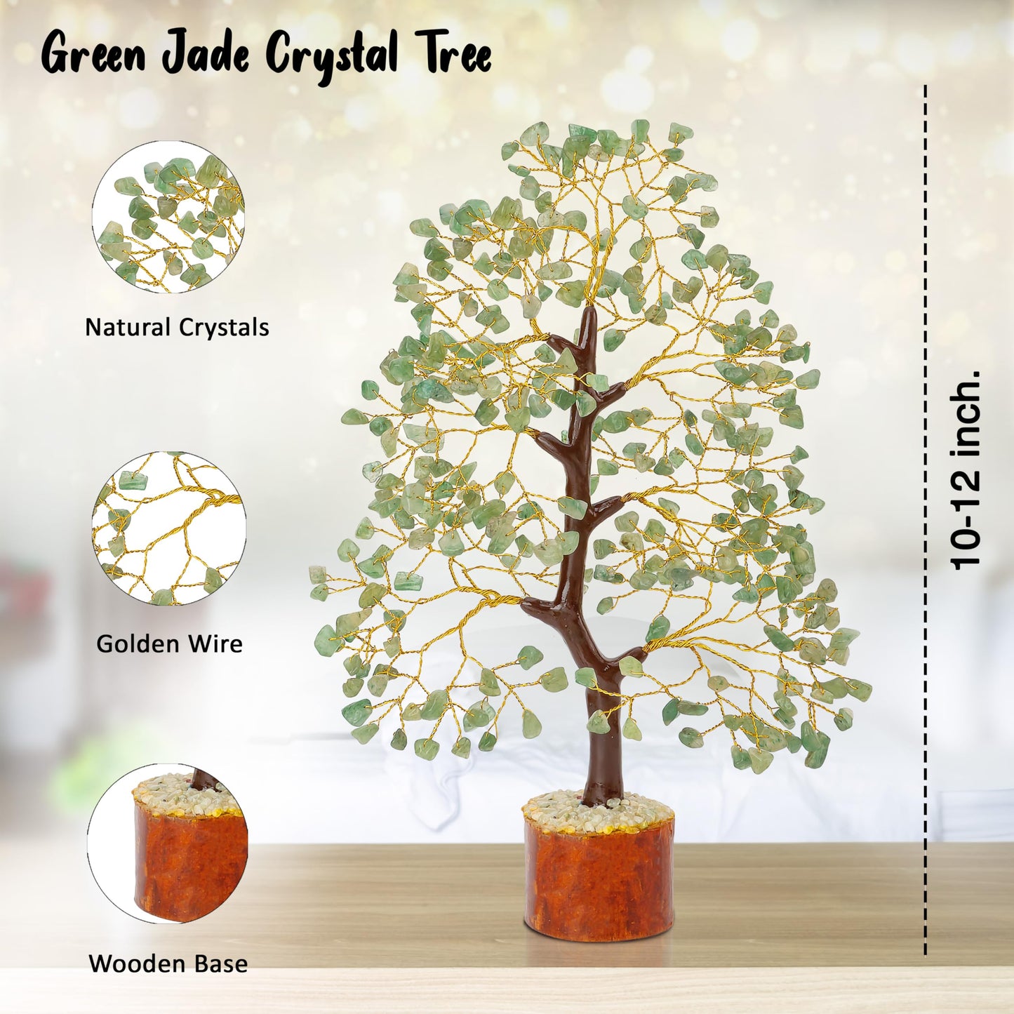 Crocon® Green Jade Crystal Tree of Life, Birthday Gifts for Women & Men, House Decor for Shelf Healing Crystals, Spiritual Gift Sage Green Decor, House Warming Gifts New Home, Present for Mom, Sister