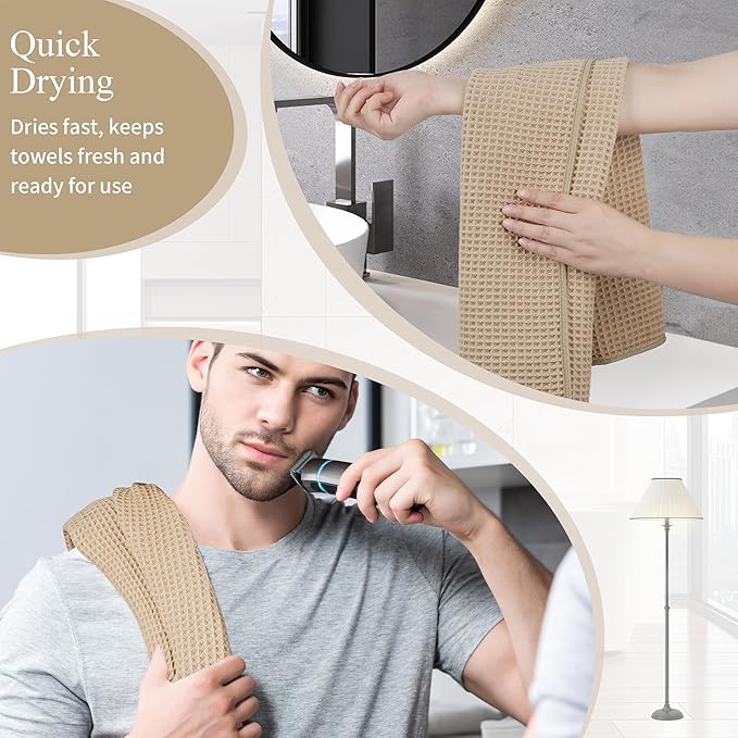 Microfiber Waffle Hand Towels, 4 Pieces, Fast Drying, Lint Free 430 GSM