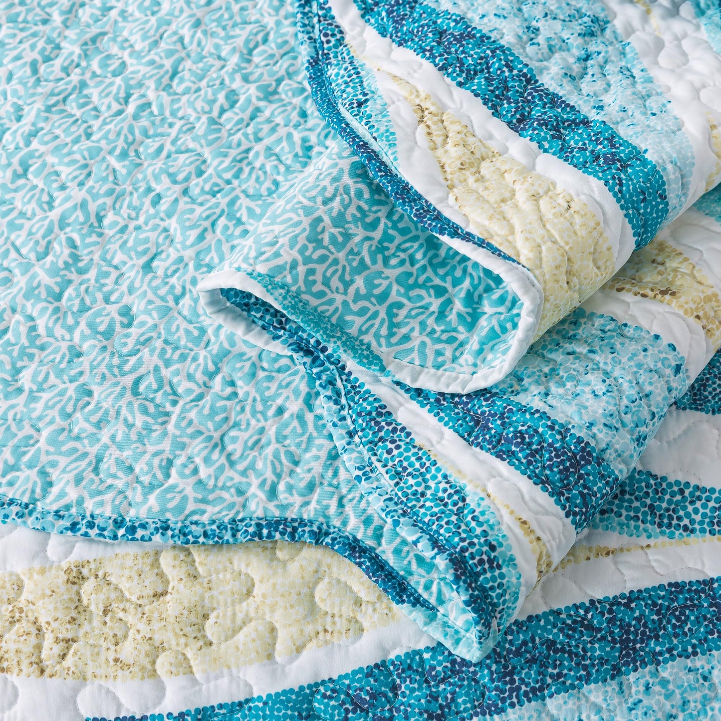 NEWLAKE Quilt Bedspread Sets - West Coastal Pattern Reversible Coverlet Set, Queen Size