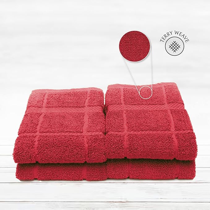 100% Cotton Terry Dish Towels, 4 Pack Plain, 16 x26 Inches, Super Soft and