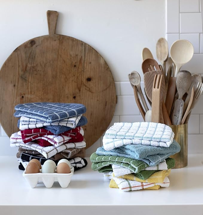 Ritz Terry Check Kitchen Towels: Highly Absorbent & Super Soft, Durable Kitchen